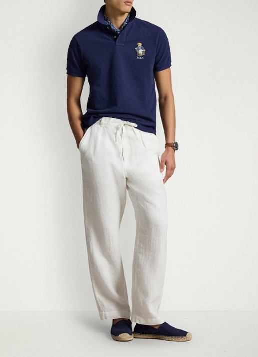 Ralph Lauren Custom slim fit polo met logoborduring - voorkant 2 newport navy / donkerblauw