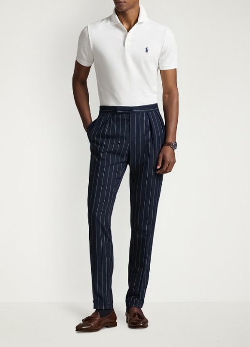 Ralph Lauren Custom slim fit polo met stretch - voorkant 2 wit