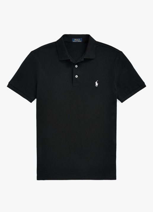 Ralph Lauren Custom slim fit polo met stretch - voorkant 3 polo black / zwart