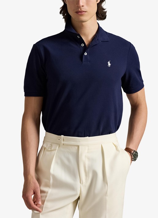 Ralph Lauren Custom slim fit polo met stretch - detail refined navy blue / donkerblauw