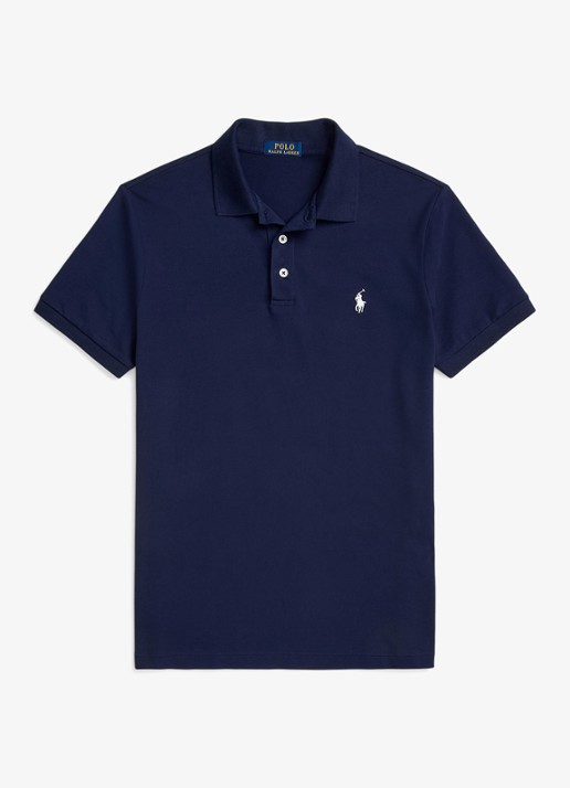 Ralph Lauren Custom slim fit polo met stretch - voorkant 2 refined navy blue / donkerblauw