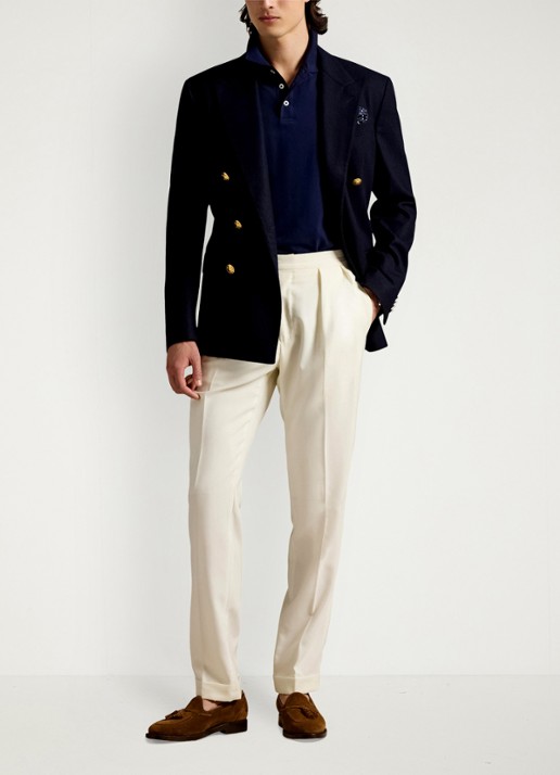 Ralph Lauren Custom slim fit polo met stretch - voorkant 3 refined navy blue / donkerblauw