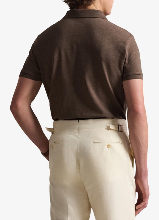 Ralph Lauren Custom slim fit polo met stretch - achterkant 5 donkerbruin