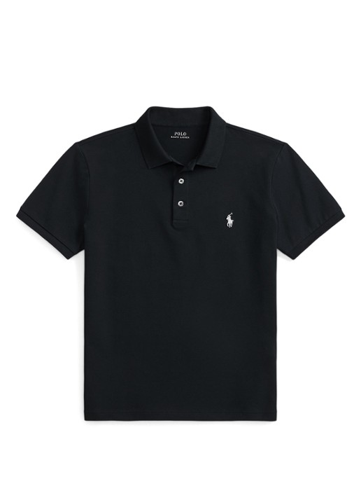 Ralph Lauren Custom slim fit polo met stretch - voorkant 3 polo black/smoke / zwart