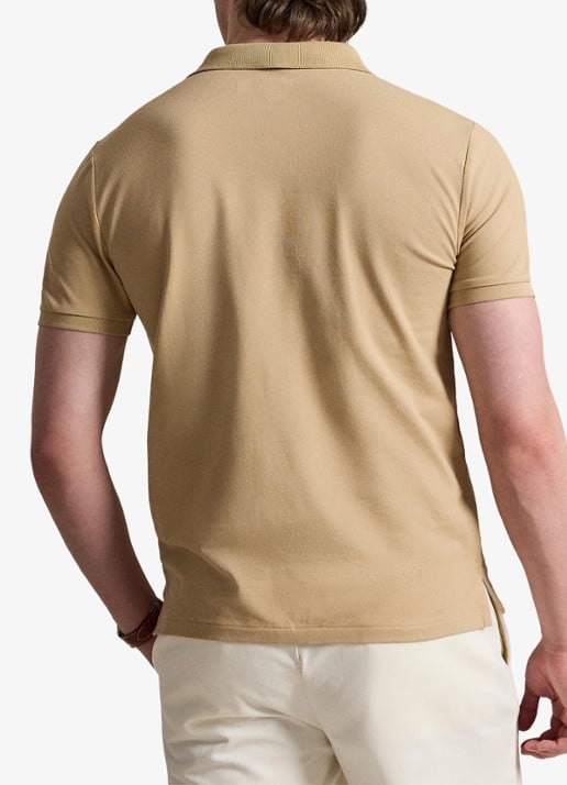 Ralph Lauren Custom slim fit polo met stretch - achterkant 3 vintage khaki / khaki