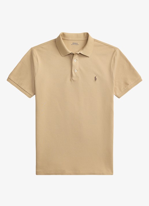 Ralph Lauren Custom slim fit polo met stretch - voorkant vintage khaki / khaki