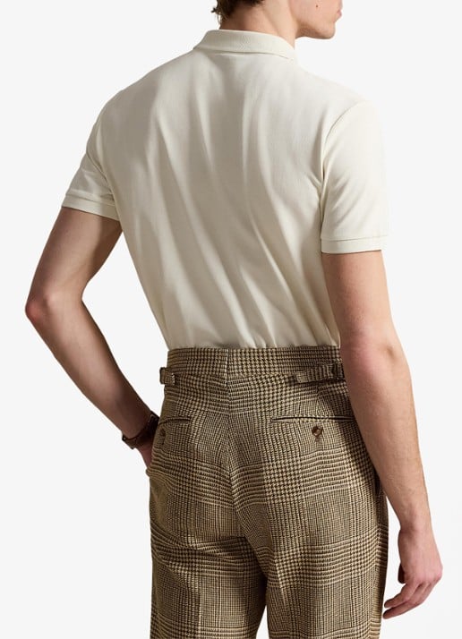 Ralph Lauren Custom slim fit polo met stretch - achterkant pale cream / crème