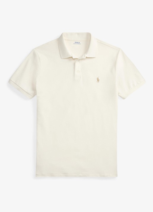 Ralph Lauren Custom slim fit polo met stretch - voorkant 2 pale cream / crème