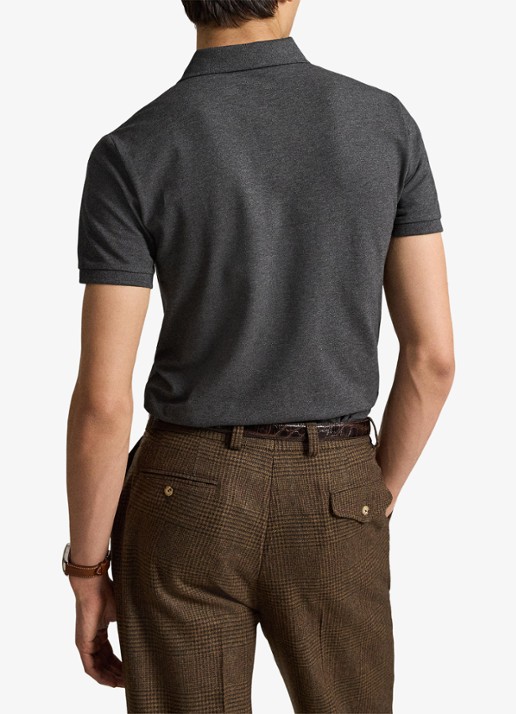 Ralph Lauren Custom slim fit polo met stretch - achterkant 5 windor heather/smoke / donkergrijs