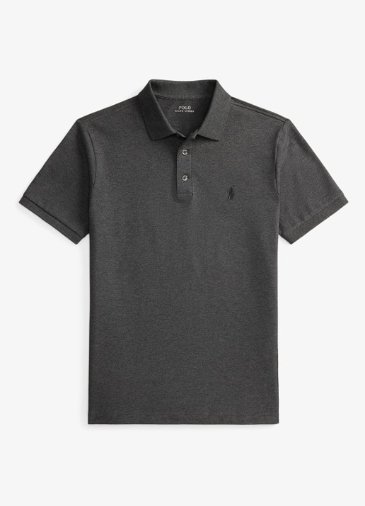 Ralph Lauren Custom slim fit polo met stretch - voorkant windor heather/smoke / donkergrijs