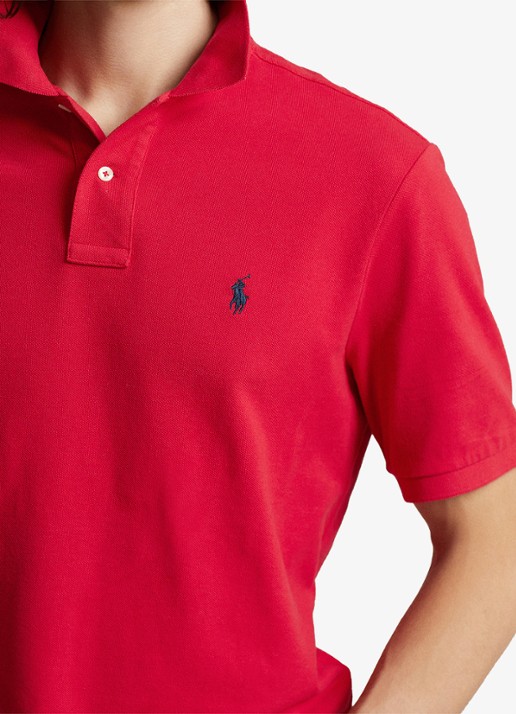 Ralph Lauren Custom slim fit polo van piqué katoen met logoborduring - detail 4 rl2000 red / rood