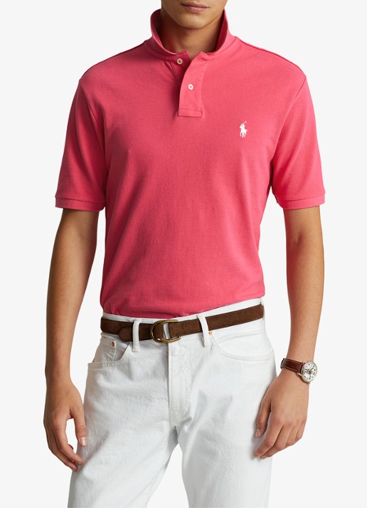 Ralph Lauren Custom slim fit polo van piqué katoen met logoborduring - detail 4 hot pink/c2740