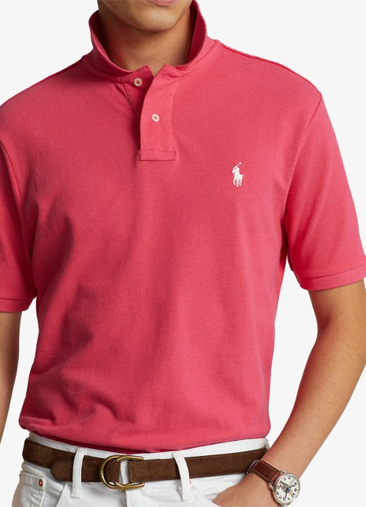 Ralph Lauren Custom slim fit polo van piqué katoen met logoborduring - detail 5 hot pink/c2740