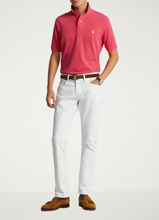 Ralph Lauren Custom slim fit polo van piqué katoen met logoborduring - voorkant 3 hot pink/c2740