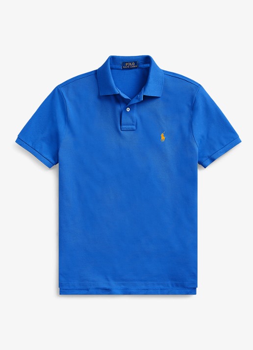 Ralph Lauren Custom slim fit polo van piqué katoen met logoborduring - voorkant 4 new iris blue / blauw