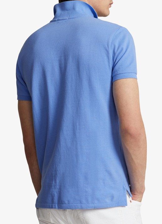 Ralph Lauren Custom slim fit polo van piqué katoen met logoborduring - achterkant harbor island blue/c7998