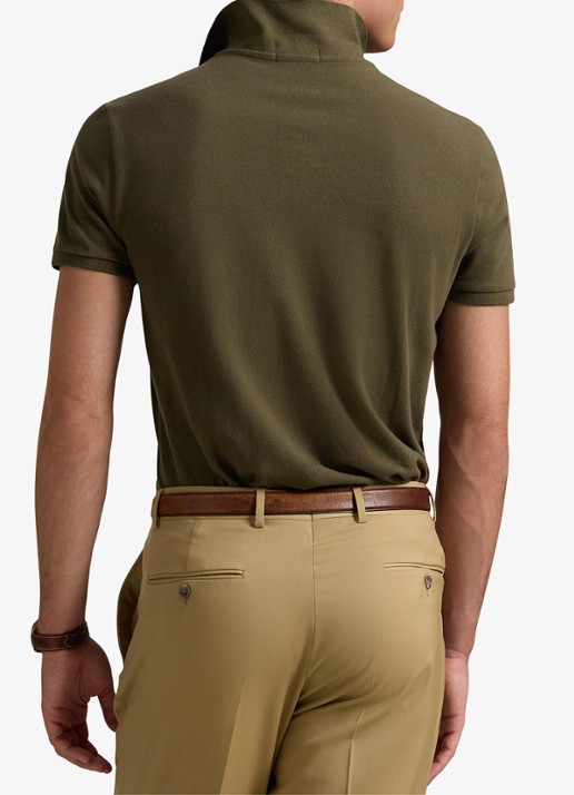Ralph Lauren Custom slim fit polo van piqué katoen met logoborduring - achterkant 5 defender green/c2226