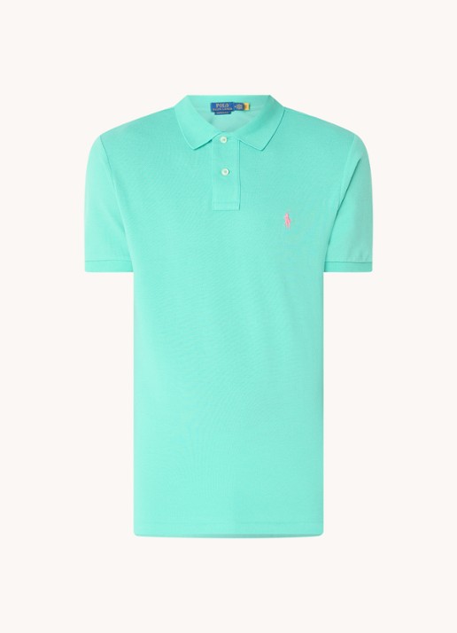 Ralph Lauren Custom slim fit polo van piqué katoen met logoborduring - voorkant 2 sunset green/c3125