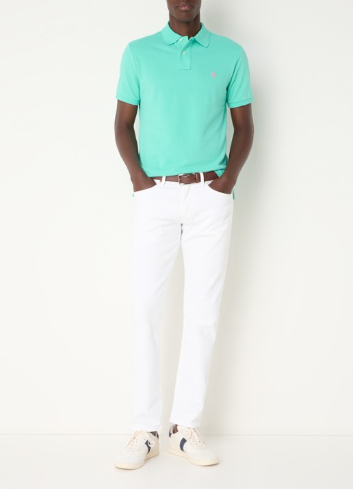 Ralph Lauren Custom slim fit polo van piqué katoen met logoborduring - voorkant 3 sunset green/c3125