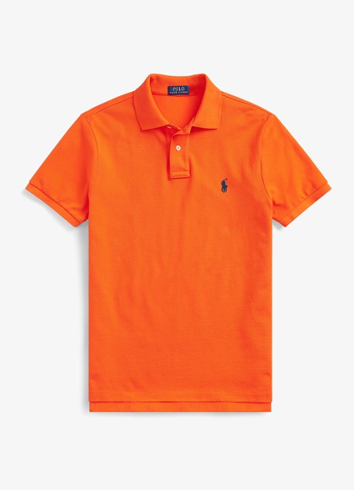 Ralph Lauren Custom slim fit polo van piqué katoen met logoborduring - voorkant 2 sailing orange/c7318