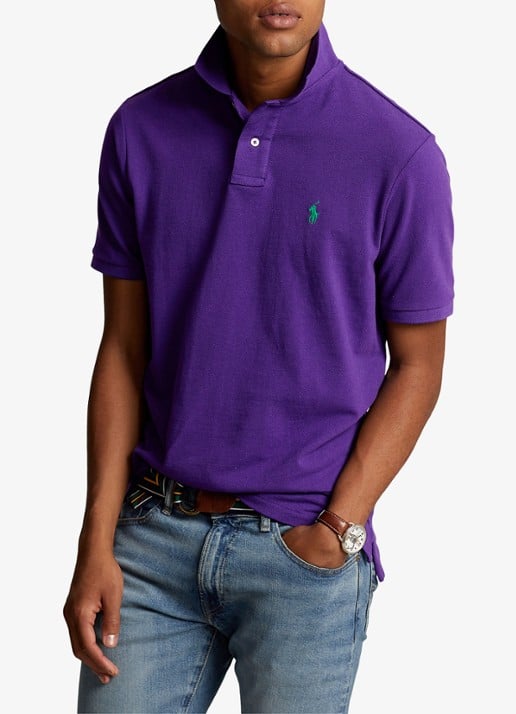 Ralph Lauren Custom slim fit polo van piqué katoen met logoborduring - detail chalet purple/c5229