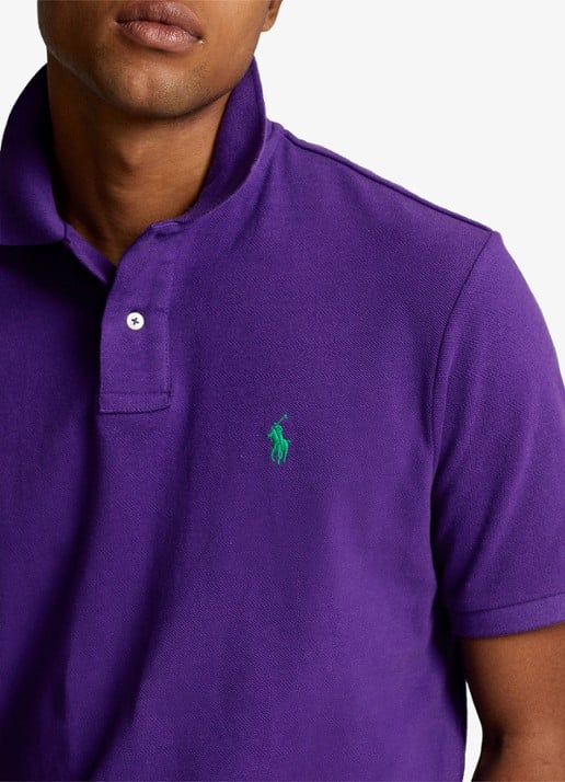 Ralph Lauren Custom slim fit polo van piqué katoen met logoborduring - detail 2 chalet purple/c5229