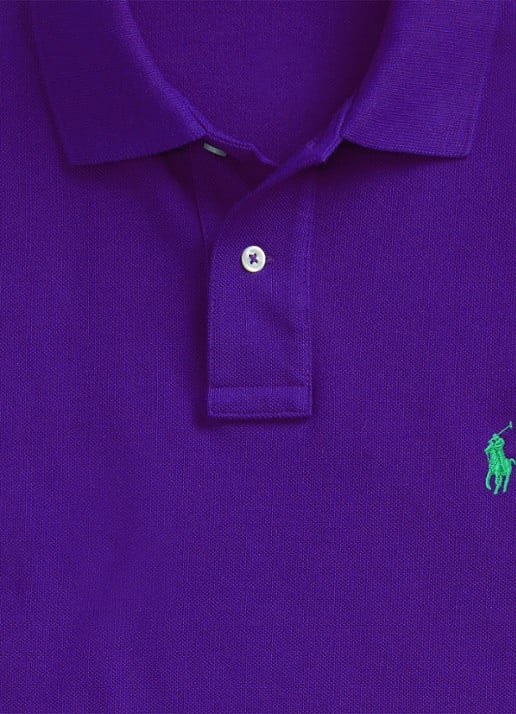 Ralph Lauren Custom slim fit polo van piqué katoen met logoborduring - detail 3 chalet purple/c5229