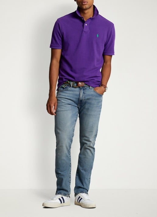 Ralph Lauren Custom slim fit polo van piqué katoen met logoborduring - voorkant 7 chalet purple/c5229