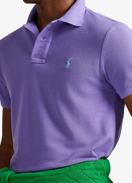 Ralph Lauren Custom slim fit polo van piqué katoen met logoborduring - detail 5 hampton purple/c6103