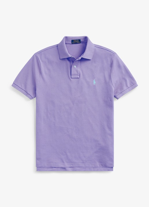 Ralph Lauren Custom slim fit polo van piqué katoen met logoborduring - voorkant 2 hampton purple/c6103