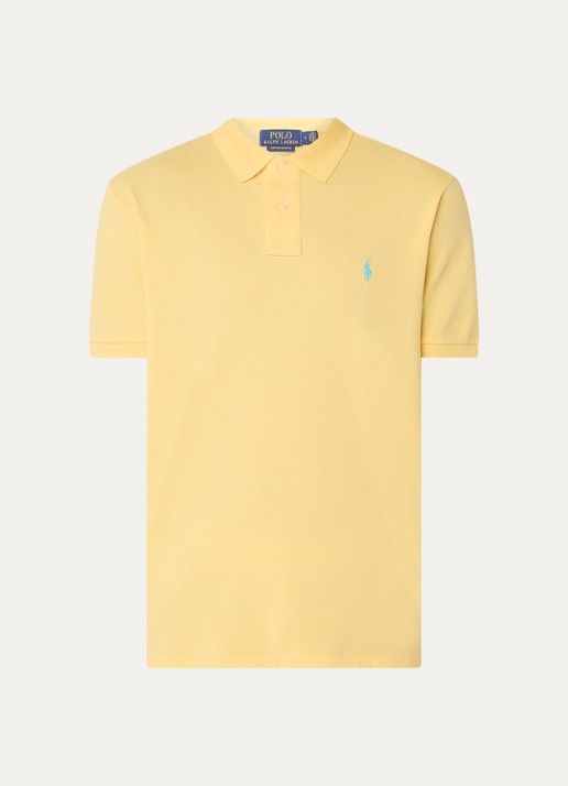 Ralph Lauren Custom slim fit polo van piqué katoen met logoborduring - voorkant corn yellow/c6103