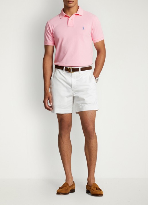 Ralph Lauren Custom slim fit polo van piqué katoen met logoborduring - voorkant 4 carmel pink / lichtroze