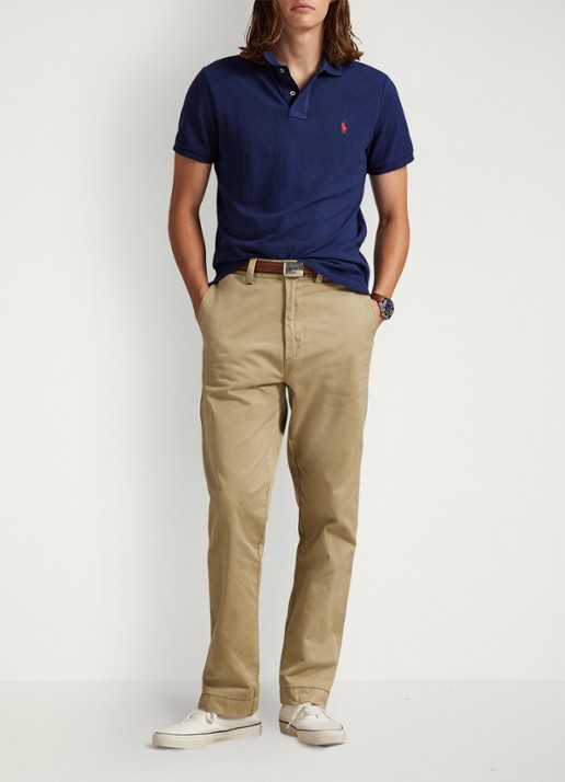 Ralph Lauren Custom slim fit polo van piqué katoen met logoborduring - voorkant 2 newport navy / blauw