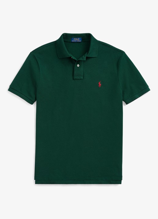 Ralph Lauren Custom slim fit polo van piqué katoen met logoborduring - voorkant 2 college green / groen