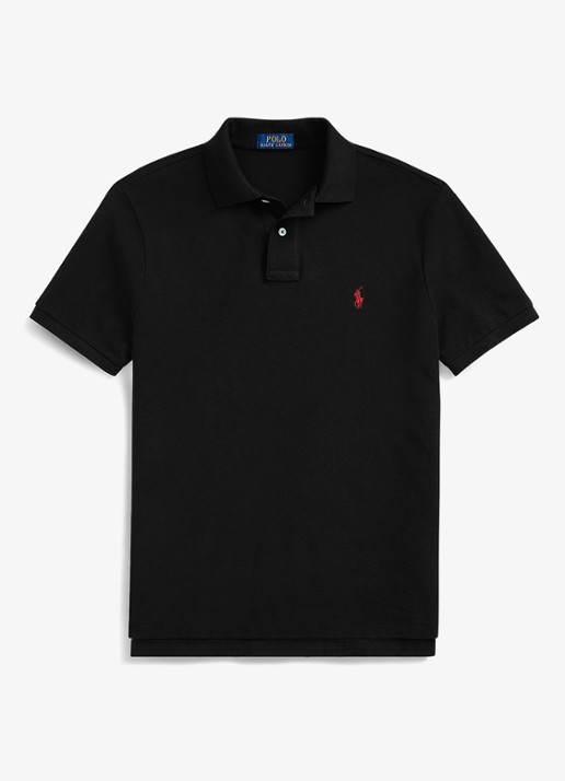Ralph Lauren Custom slim fit polo van piqué katoen met logoborduring - voorkant 3 polo black/c3870