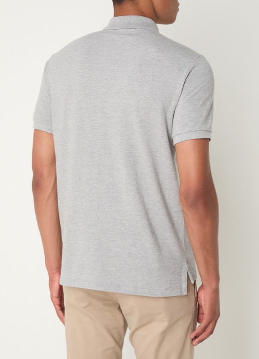 Ralph Lauren Custom slim fit polo van piqué katoen met logoborduring - achterkant 4 andover heather/c7927