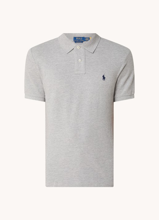 Ralph Lauren Custom slim fit polo van piqué katoen met logoborduring - voorkant andover heather/c7927