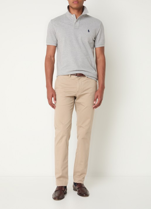 Ralph Lauren Custom slim fit polo van piqué katoen met logoborduring - voorkant 2 andover heather/c7927
