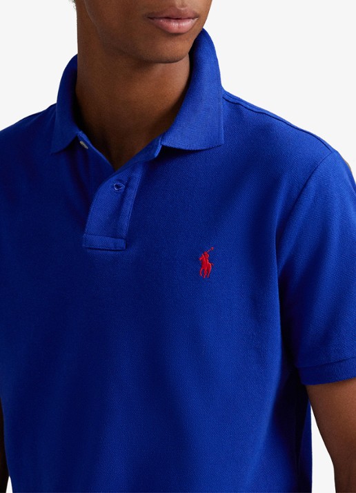 Ralph Lauren Custom slim fit polo van piqué katoen met logoborduring - detail 5 heritage royal/c3870