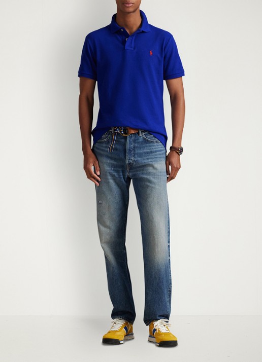 Ralph Lauren Custom slim fit polo van piqué katoen met logoborduring - voorkant 2 heritage royal/c3870
