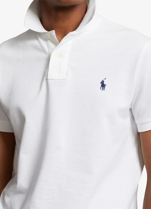 Ralph Lauren Custom slim fit polo van piqué katoen met logoborduring - detail 5 white / wit