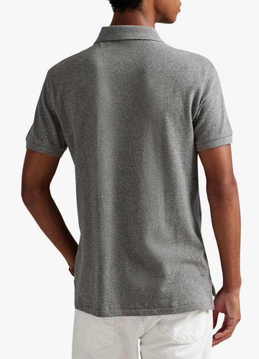 Ralph Lauren Custom slim fit polo van piqué katoen met logoborduring - achterkant canterbury heather / grijs