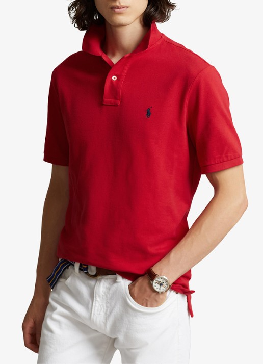 Ralph Lauren Custom slim fit polo van piqué katoen met logoborduring - detail 5 rl2000 red / rood
