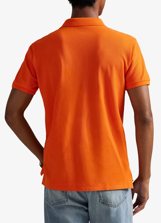 Ralph Lauren Custom slim fit polo van piqué katoen met logoborduring - achterkant 3 sailing orange