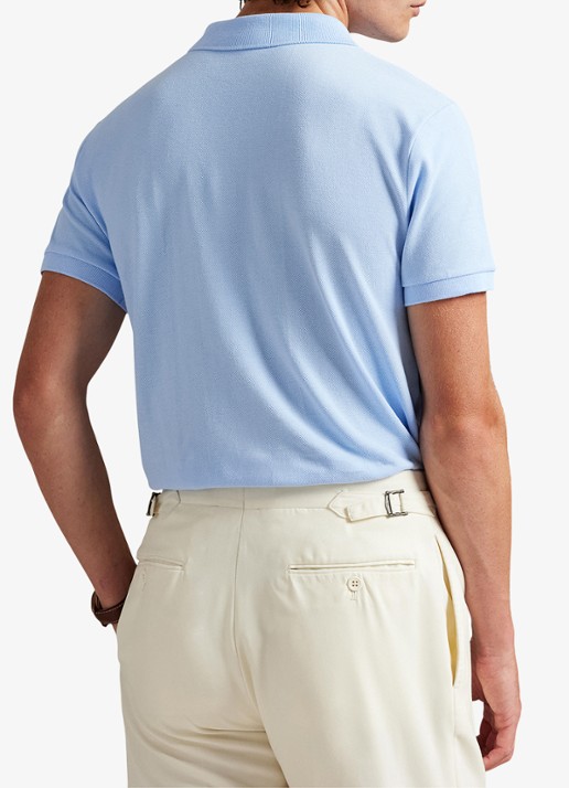 Ralph Lauren Custom slim fit polo van piqué katoen met logoborduring - achterkant 5 office blue / blauw