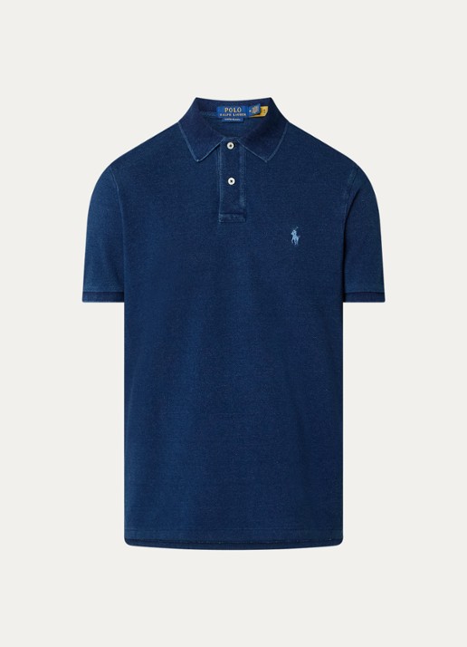 Ralph Lauren Custom slim fit polo van piqué katoen - voorkant 2 dark indigo/c7503