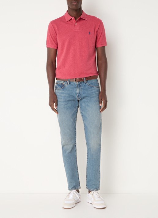 Ralph Lauren Custom slim fit polo van piqué katoen - voorkant 2 ruby heather/c7976