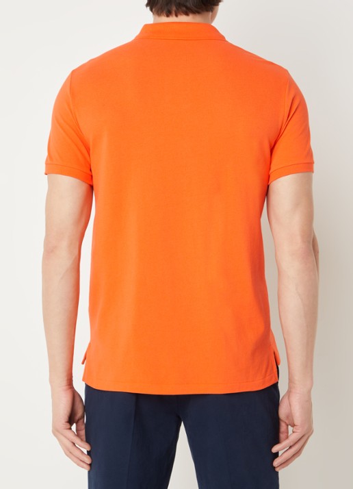 Ralph Lauren Custom slim fit polo van piqué katoen - achterkant 4 bright signal orange / oranje