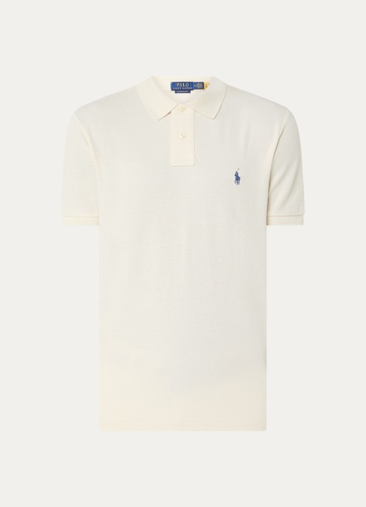 Ralph Lauren Custom slim fit polo van piqué katoen - voorkant 2 herbal milk/c7563