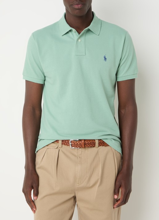 Ralph Lauren Custom slim fit polo van piqué katoen - detail faded mint/c7563